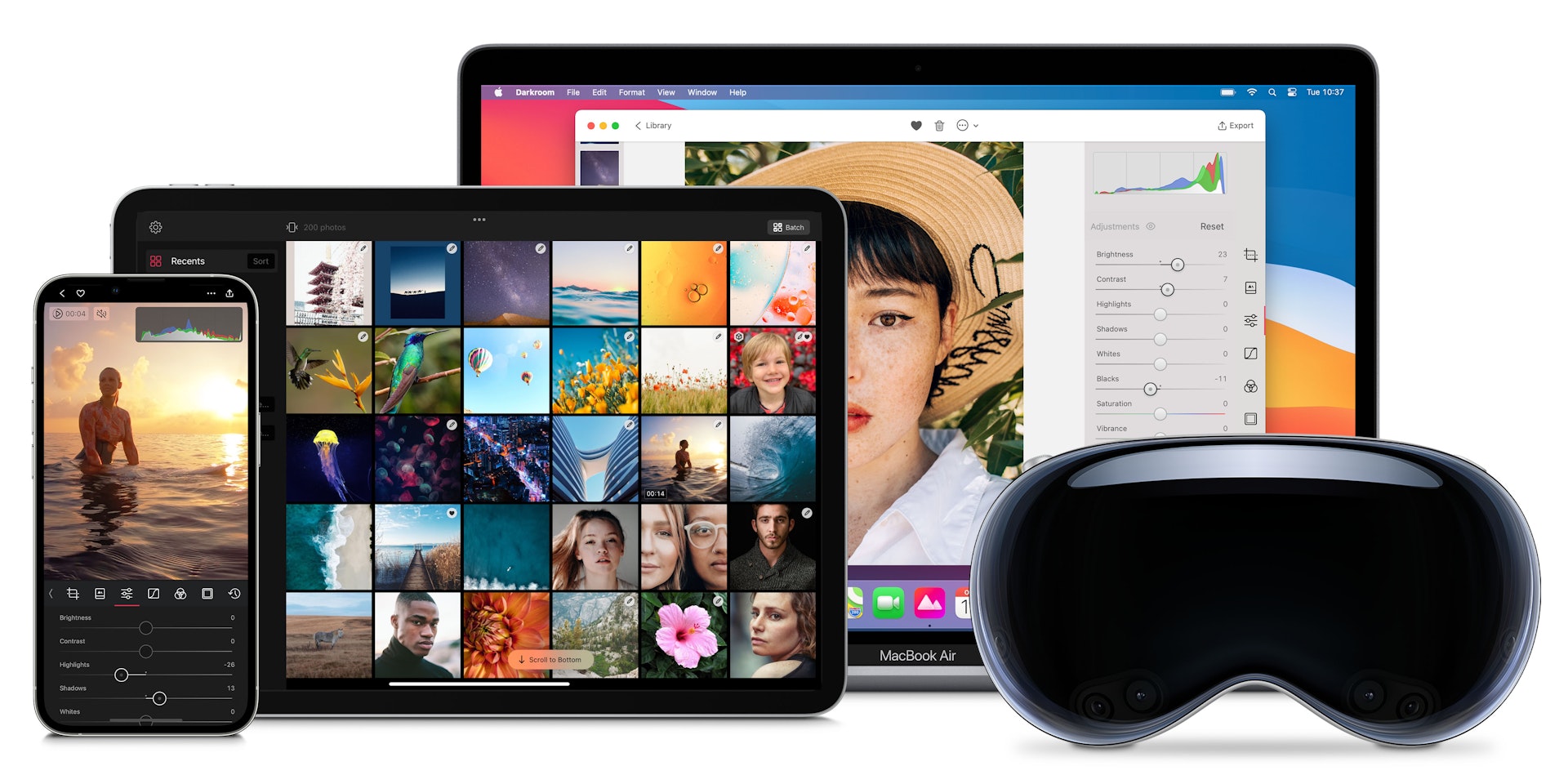 Darkroom runs on iPhone, Mac, iPad and Vision Pro