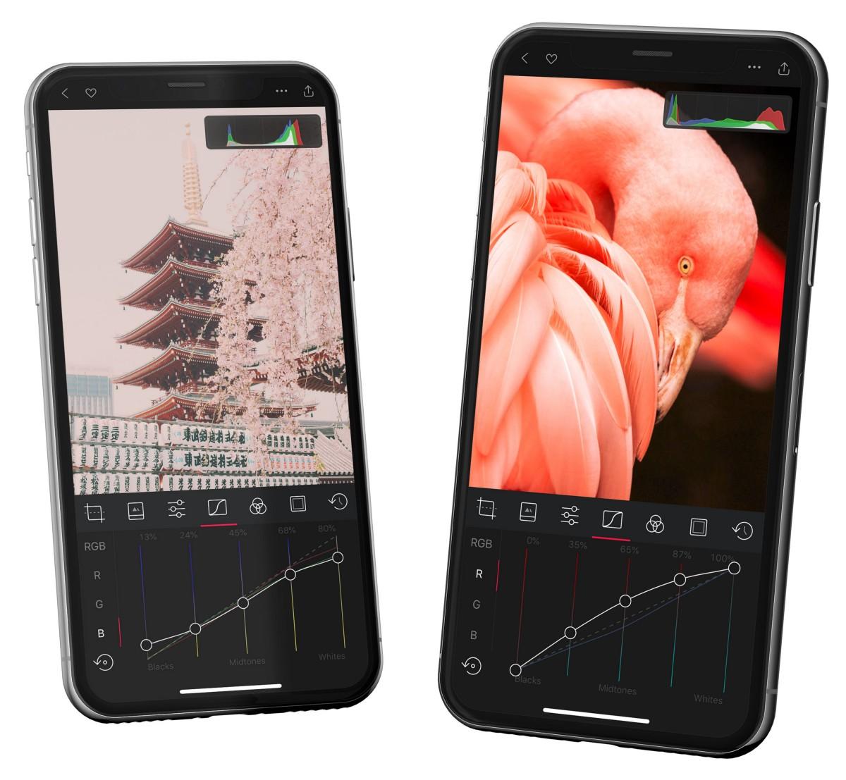 Darkroom agora mostra as curvas de todos os canais editados em cada canal