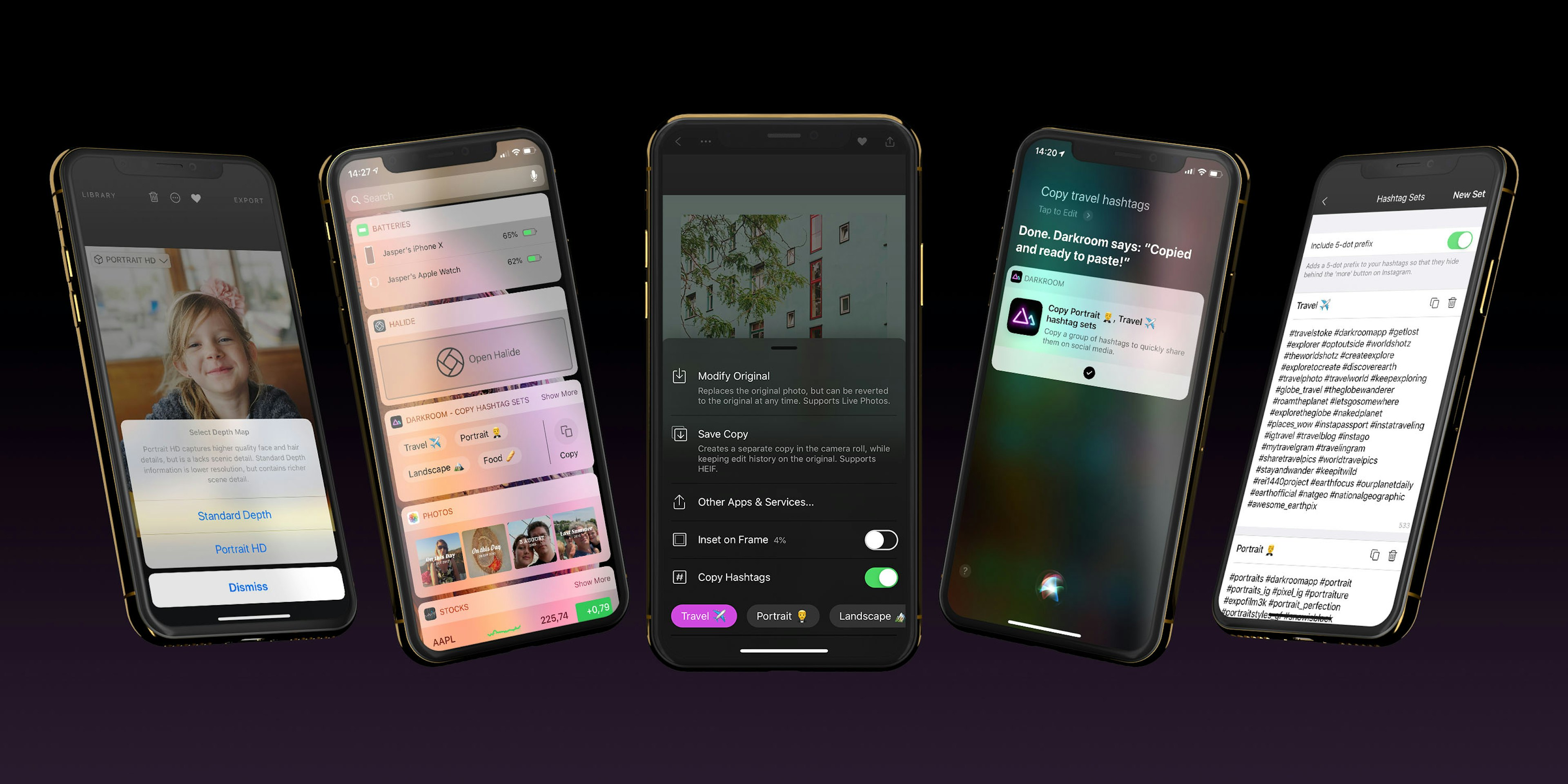 Cover Image for Hashtag Sets, Siri Shortcuts, Portrait HD & More in Darkroom for iOS 12