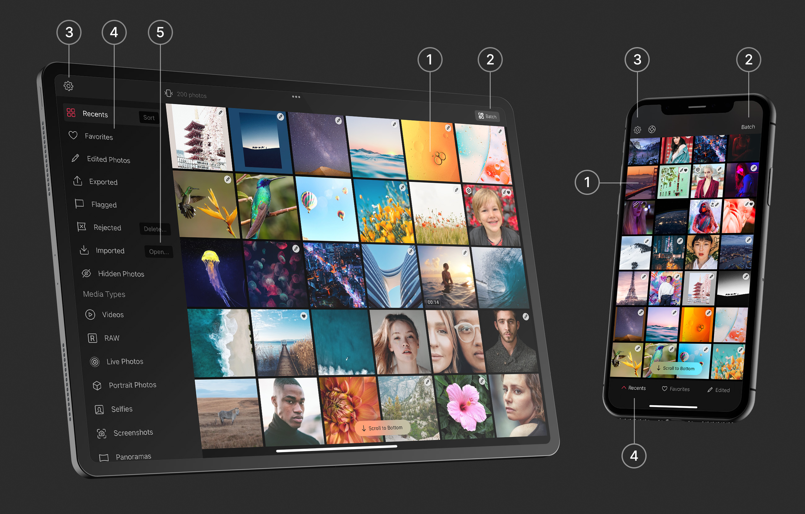 Darkroom library view on iPad and iPhone