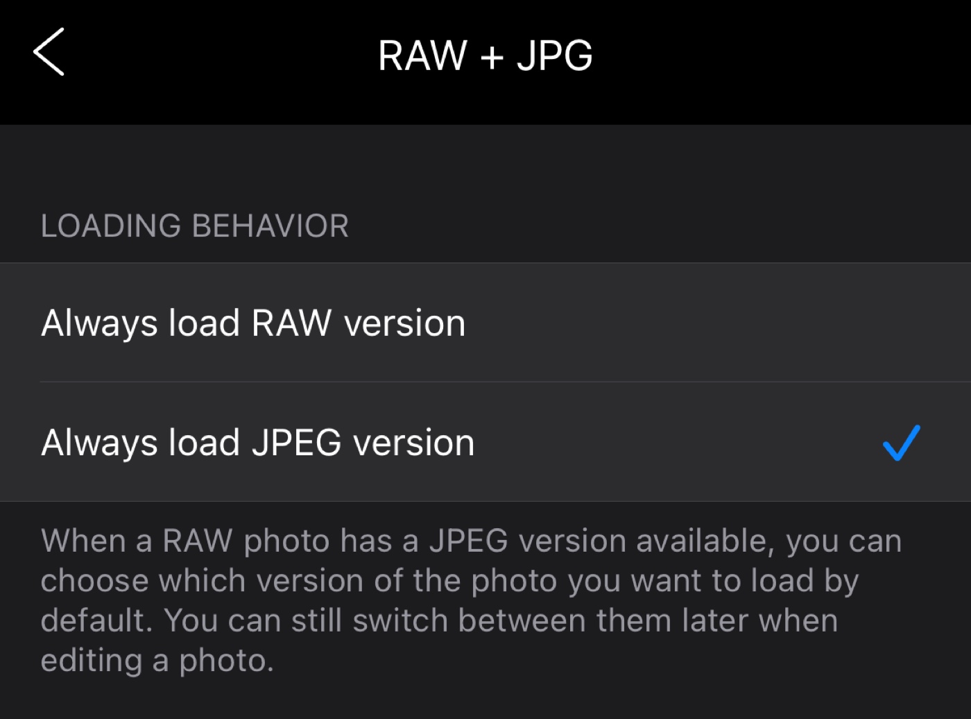 Raw + JPG Settings