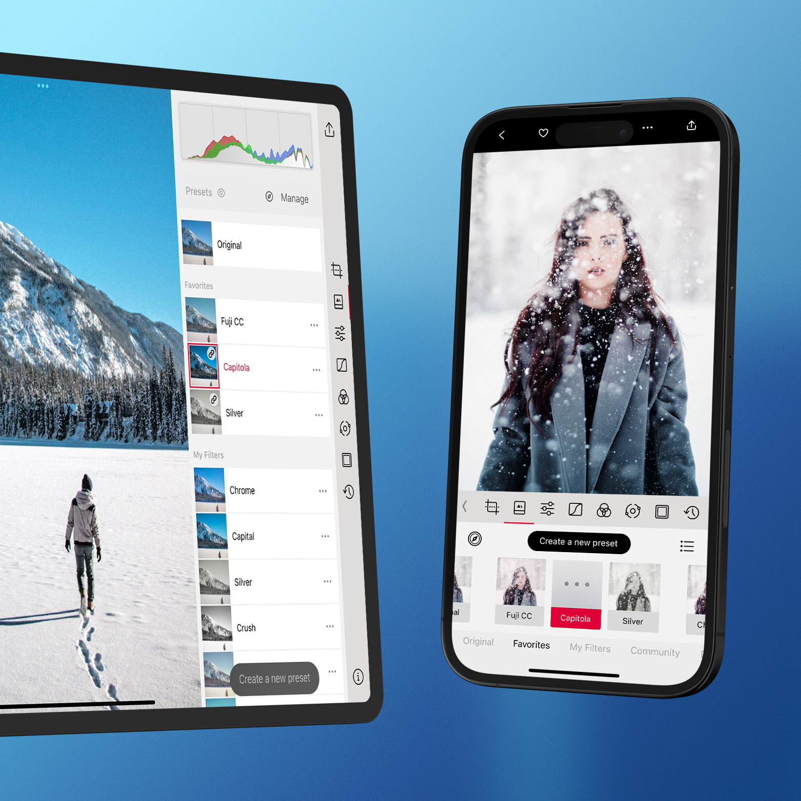 Presets syncing across iPhone, iPad, and Mac in Darkroom