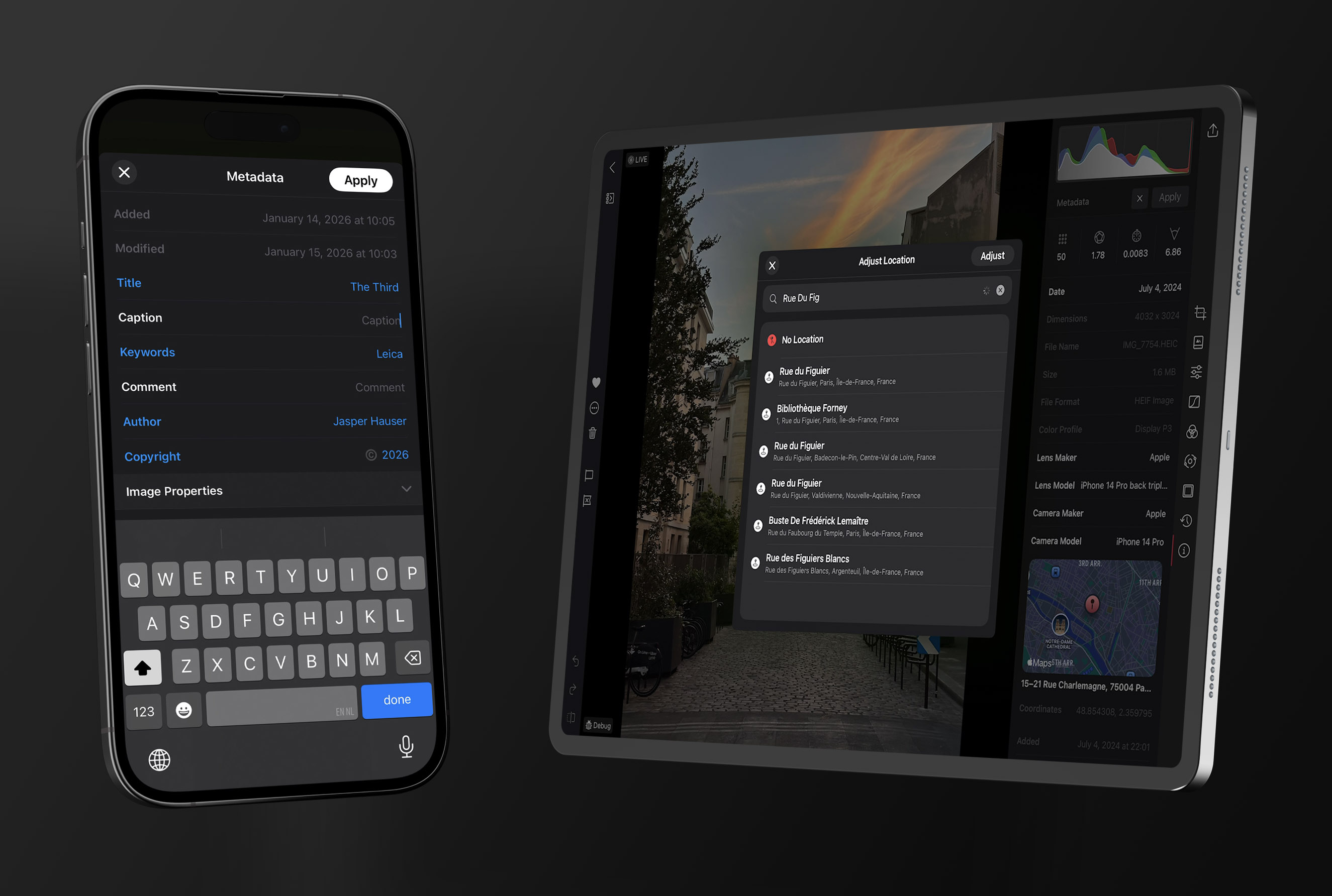 Metadata Editing is accessible on all devices, from both the library and photo editing views.